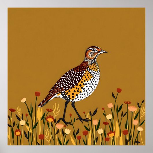 Brown Gepunktet Quail Abstrakt Poster (Vorne)