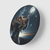 Brown German Kurzhaarige Pointer Nighttime Sky Runde Wanduhr (Winkel)