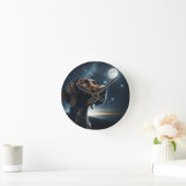Brown German Kurzhaarige Pointer Nighttime Sky Runde Wanduhr (Zuhause)
