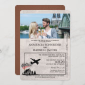 Brown Germany Passport Wedding Einladung (Vorne/Hinten)