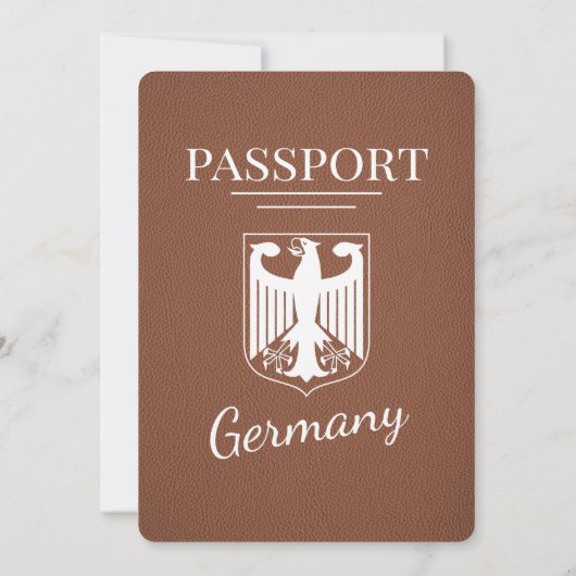 Brown Germany Passport Wedding Einladung (Rückseite)