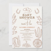 Brown Gezeichnet Western Cowgirl Babydusche Einladung (Vorderseite)