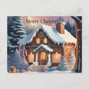 Brown Gingerbread House Frohe Weihnachtskarte Postkarte