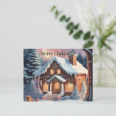 Brown Gingerbread House Frohe Weihnachtskarte Postkarte (Stehend Vorderseite)