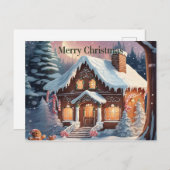 Brown Gingerbread House Frohe Weihnachtskarte Postkarte (Vorne/Hinten)