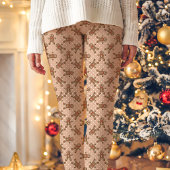 Brown Gingerbread Man Polka Dot Christmas Leggings