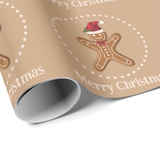 Brown Gingerbrot Weihnachtskost mit Text Geschenkpapier (Rolleneckpunkt)
