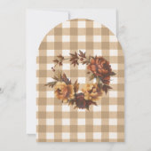 Brown Gingham Autumn Florals Arch Erntedank Einladung (Rückseite)
