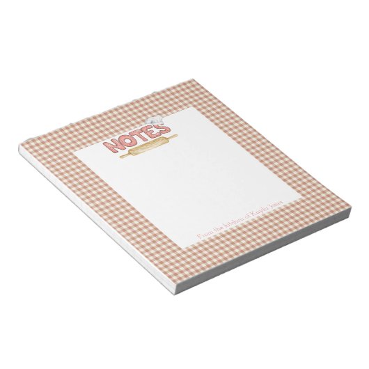 Brown Gingham Cookie Schriftart Rezept Notepad Notizblock (angewinkelt)