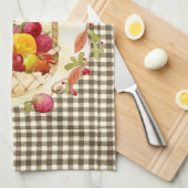 Brown Gingham Fall Harvest Basket Geschirrtuch (Viertel Falte)