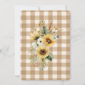 Brown Gingham Fall Sunflowers Erntedank Einladung (Rückseite)