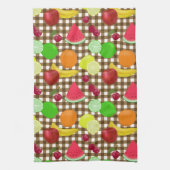 Brown Gingham Karo mit Fruit Pattern Geschirrtuch (Vertikal)