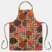 Brown Gingham Karo Mushroom Mix Schürze (Vorderseite)