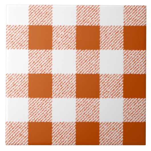 Brown Gingham Karo Pattern Fliese (Vorderseite)