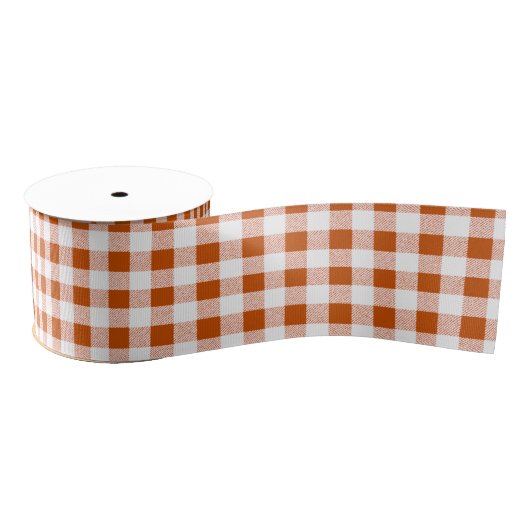 Brown Gingham Karo Pattern Ripsband (Spule)