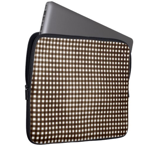 Brown Gingham Laptopschutzhülle (Vorne Rechts)