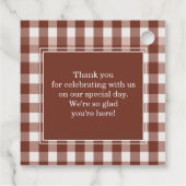 Brown Gingham Monogram Wappen Custom Geschenkanhänger (Rückseite)