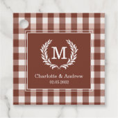 Brown Gingham Monogram Wappen Custom Geschenkanhänger (Vorderseite)