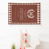 Brown Gingham Monogram Wappen Wedding Welcome Banner (InSitu)