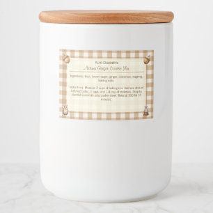 Brown Gingham Owls Acorns Autumn Ginger Cooke Mix Lebensmitteletikett