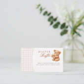 Brown Gingham Teddy Bear Neutral Baby Shower Paper Begleitkarte (Stehend Vorderseite)
