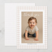 Brown Gingham Teddy Bear Neutral Baby Shower Paper Mitteilungskarte (Vorne/Hinten)