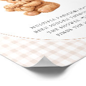 Brown Gingham Teddy Bear Neutral Baby Shower Paper Poster (Ecke)
