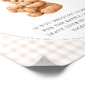 Brown Gingham Teddy Bear Neutral Baby Shower Paper Poster (Ecke)