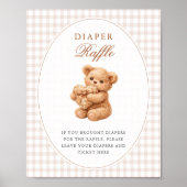 Brown Gingham Teddy Bear Neutral Baby Shower Paper Poster (Vorne)