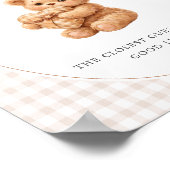 Brown Gingham Teddy Bear Neutral Baby Shower Paper Poster (Ecke)