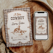 Brown Gingham Western Baby Shower Invitation Einladung