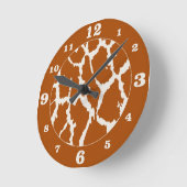 Brown Giraffe Animal Print Numbere Runde Wanduhr (Winkel)