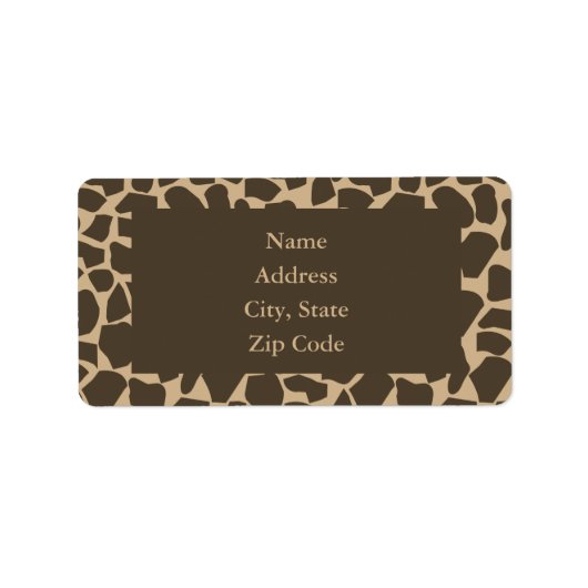 Brown Giraffe Muster Print Adressaufkleber (Vorne)