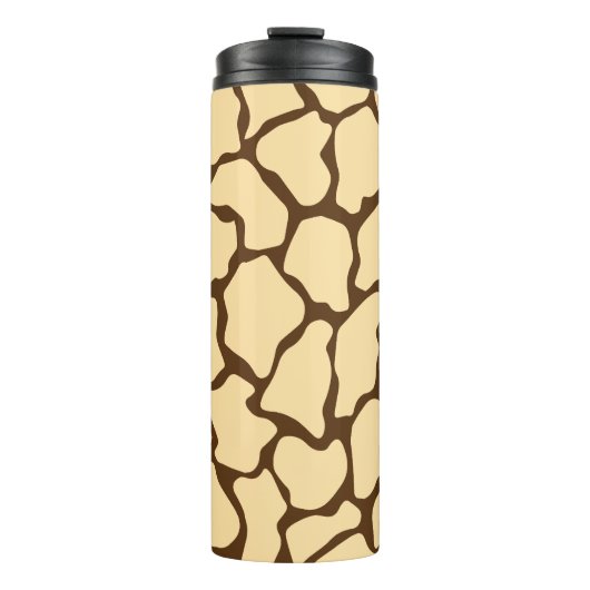 Brown Giraffe Pattern – Minimal Animal Print Thermosbecher (Vorderseite)