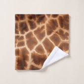 Brown Giraffe Print Badhandtuch Set (Waschlappen)