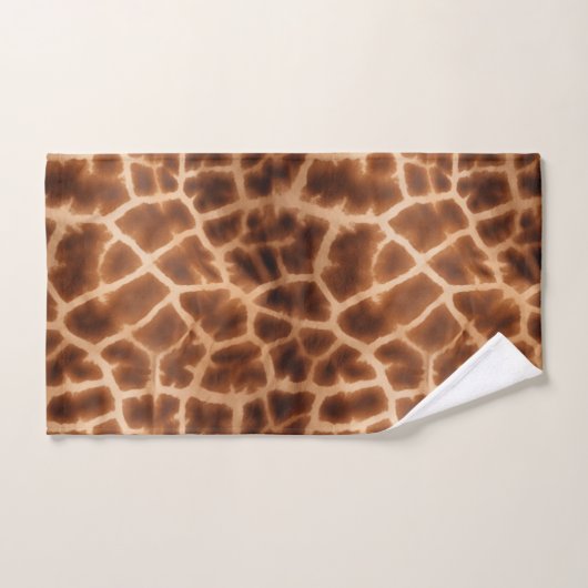 Brown Giraffe Print Badhandtuch Set (Handtuch)