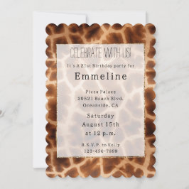 Brown Giraffe Print Einladung