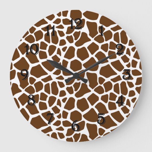 Brown Giraffe Print Große Wanduhr (Vorderseite)