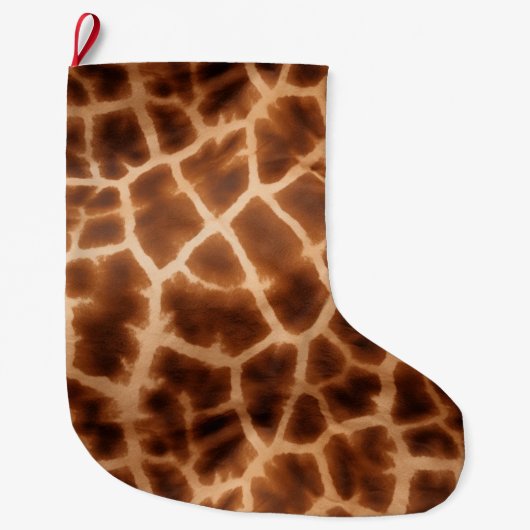 Brown Giraffe Print Großer Weihnachtsstrumpf (Vorderseite)