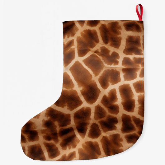 Brown Giraffe Print Großer Weihnachtsstrumpf (Rückseite)