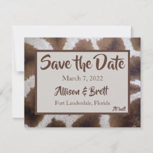 Brown Giraffe Save the Date Card