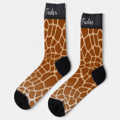 Brown Giraffe Spots Tierische Druckschrift Persona Socken (Linkes Detail)
