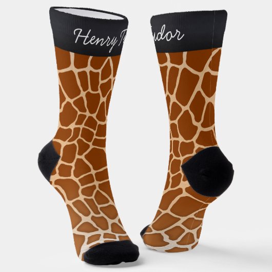 Brown Giraffe Spots Tierische Druckschrift Persona Socken (Gewinkelt)
