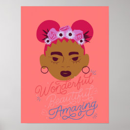 Brown Girl Aesthetic Wall Art for Girls, Tweens, Poster