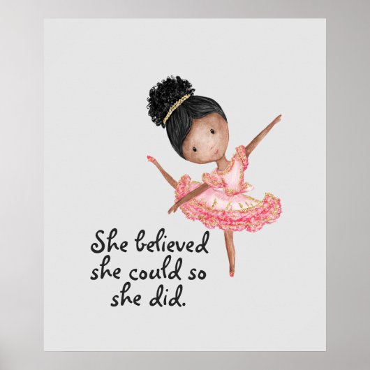 Brown Girl Ballerina mit Zitat-Poster Poster (Vorne)