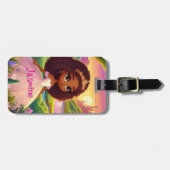Brown Girl Magical Princess Gepäcktag Gepäckanhänger (Vorderseite horizontal)