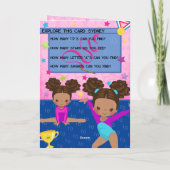 Brown Girls Gymnastics Word Search Happy Birthday Karte (Rückseite)