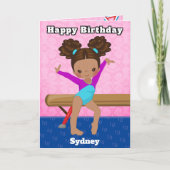 Brown Girls Gymnastics Word Search Happy Birthday Karte (Vorderseite)