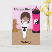 Brown Girls Karate Secret Message Happy Birthday Karte (Gelbe Blume)