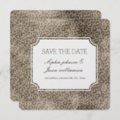 Brown Glam Leopard Print Save the Date Einladung (Vorne/Hinten)